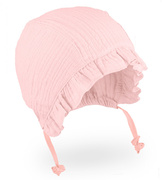 Bonetka z muślinu, czapka na lato dla dziewczynek, jasnoróżowa, Cristina, 40-42 cm