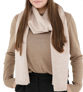 Szalik damski z wełny 100% merino, zimowy, 7340, jasny beżowy
