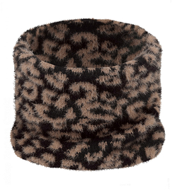Zimowy komin damski na szyję, Paraiso, panterka, czarny + kakaowy panterka
