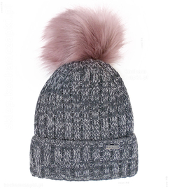 Czapka damska zimowa, podszyta polarem, Sesto, szary ciemny + biały, 55-57 cm