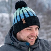 Czapka zimowa męska z pomponem i polarową podszewką, Sentido, 55-58 cm