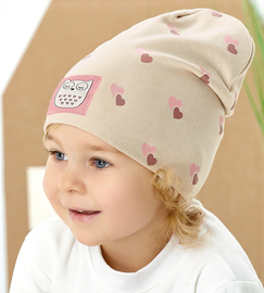 Czapka wiosenna-jesienna dla dziewczynki, Mitima, beżowa, 52-54 cm