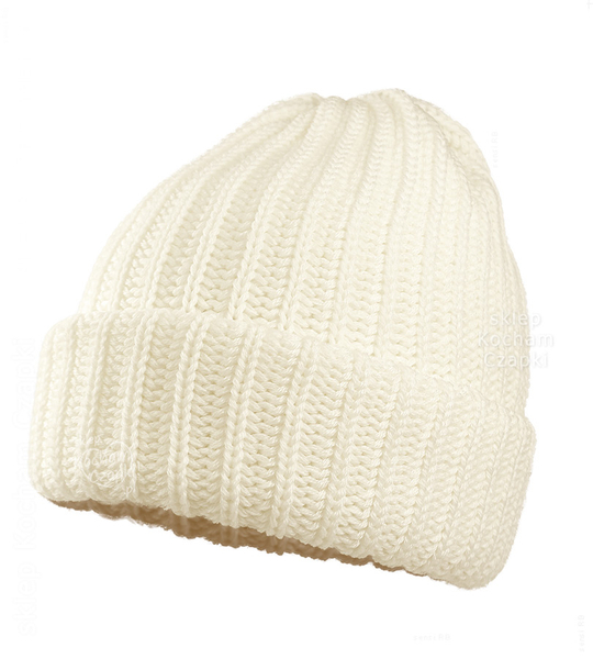 Komplet czapka i szalik,  merino 100%, Porshia, kremowy, 55-56 cm