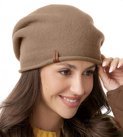 Czapka wełniana damska, zimowa/jesienna, Gabbela, karmel, 56-60 cm