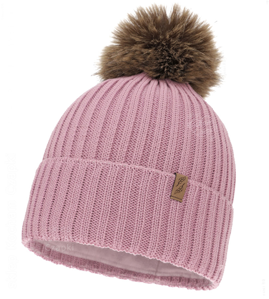 Czapka zimowa damska, z wełną merino, Marizza, wrzosowa, 54-56 cm