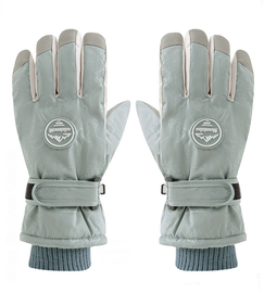 Rękawiczki zimowe chłopięce, rękawice narciarskie, ocieplone futerkiem,  RN023, miętowe, 13 -16 lat
