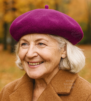 Beret damski zimowy, wełniany, Vineca, fuksja ciemna (549), 55-57 cm