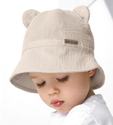 Kapelusz dla chłopca na lato, muślinowy, beżowy jasny, Kampion, 50-52 cm