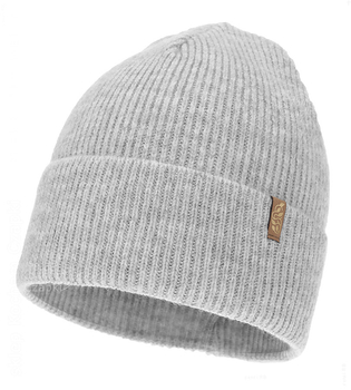 Czapka damska z wełną merino, Hattoe, szara, 55-58 cm