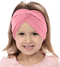 Opaska dla dziewczynki, turban na głowę, różowy (4), 3518, obw. 47-49 cm