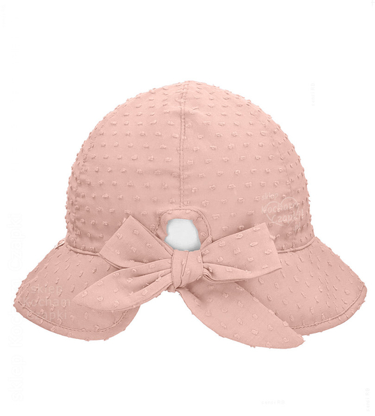 Kapelusz na lato dla dziewczynki, elegancki i delikatny, Belinia, róż pudrowy,  46-48 cm