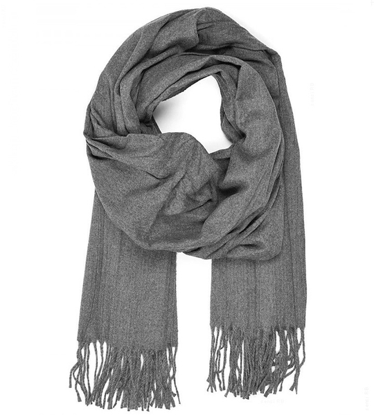 Szalik damski cienki z frędzlami – miękki, poliestrowy, na jesień i zimę