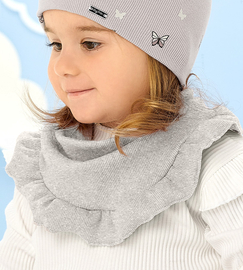 Chustka pod szyję dla dziewczynki, z bawełny, szary melanż, wiek 3-24 miesięcy