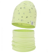 Komplet wiosenny-jesienny, dla dziewczynki, czapka i komin, Rioffia, limonka, 48-50 cm