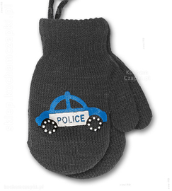 Rękawiczki dla dzieci, chłopięce, jednopalczaste ze sznurkiem, Police rozm. 2-3 lata