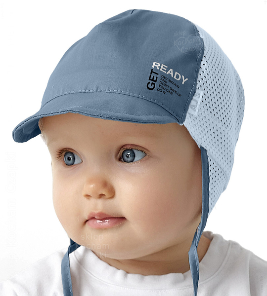 Czapka na lato dla chłopca, z siateczką, GetReady, niebieski, 48-50 cm