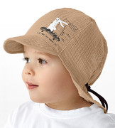 Czapka z muślinu na lato dla chłopca, safari, So happy, kamel, 51-53 cm