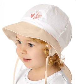 Kapelusz dla dziewczynki, bawełniany, beżowy, Byiza, 46-48 cm