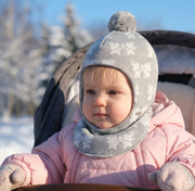 Kominiarkana zimę dla dziewczynki, z wełny 100% merino,  Povenir, jasna szara, 44-47 cm