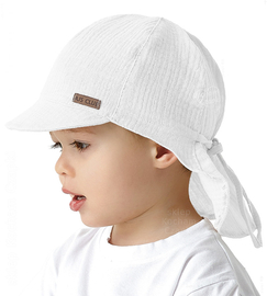 Czapka z muślinu na lato dla chłopca, safari, Gragan, biały, 52-54 cm