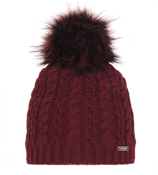 Czapka zimowa damska, z wełną merino, Tasina, bordowy, 56-59 cm	