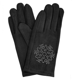 Rękawiczki dla dziewczynki, welurowe, eleganckie, czarne, 8-11 lat