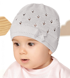 Czapka niemowlęca dla dziewczynki, szary jasny,  Malena,  36-40 cm