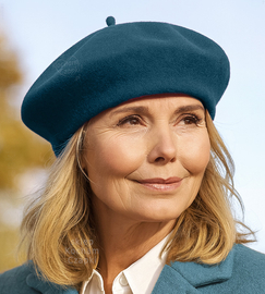 Beret damski zimowy, wełniany, Vineca, morski (298), 55-57 cm