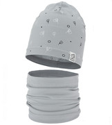 Komplet wiosenny-jesienny, dla dziewczynki, czapka i komin, Rioffia, szaro-niebieski , 52-54 cm