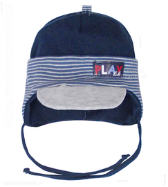 Wiązana czapka z daszkiem dla niemowlaka, Lennie, rozm. 42-46 cm