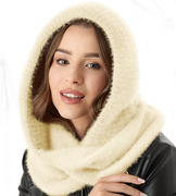 Komin z kapturem damski, kominiarka damska, Onaasi, kremowy, 55-62 cm