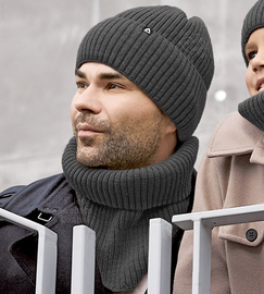 Komplet zimowy męski, czapka i komin, Clinton, szary, 58-62 cm