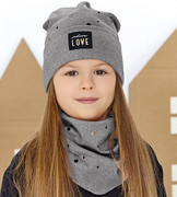 Czapka i chustka, wiosenna/jesienna, komplet dla dziewczynki, szary, Faiga, 52-54 cm