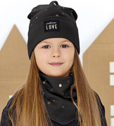 Czapka i chustka, wiosenna/jesienna, komplet dla dziewczynki, czarny, Faiga, 52-54 cm