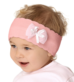 Opaska dla niemowlaka na głowę, dziewczynka, dzianinowa, brzoskwiniowa, 43-45 cm cm