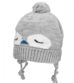 Czapka zimowa dla chłopca, Pinque, szara, 42-46 cm