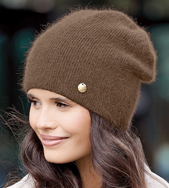 Czapka zimowa damska z angorą, Britima, ciemna olwika, 55-58 cm