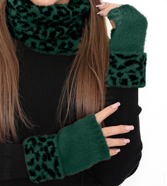 Rękawiczki - mitenki bez palców, damskie, Paraiso, zielone, M/L