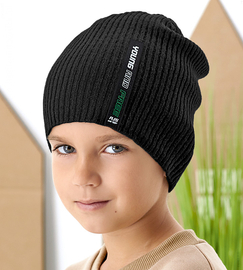 Czapka wiosenna-jesienna dla chłopca, dzianinowa, prążek, czarna, Talavou, 52-55 cm
