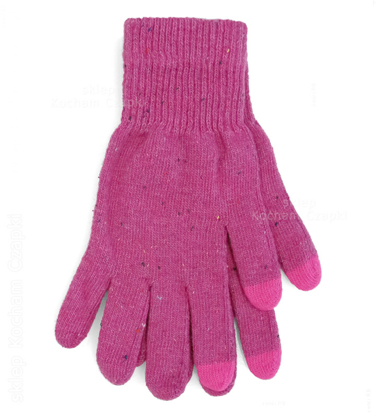 Rękawiczki dla dziewczynki, dotykowe do telefonu, R158, róż melanż, 8-12 lat