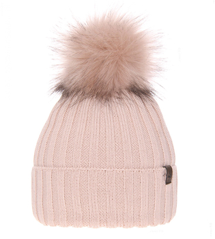 Czapka zimowa damska, z wełną merino, Texa, róż pudrowy jasny, 55-60 cm	