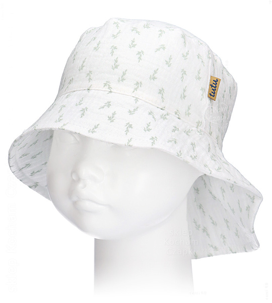 Kapelusz muślinowy dla dziewczynki, Sevilla, biały,  50-52 cm