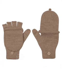 Rękawiczki  damskie z wełny merino 100%, odkryte palce, 2317, kakaowe