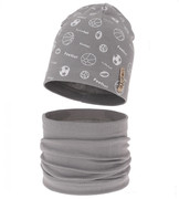 Czapka i komin dla chłopca, komplet wiosenny/jesienny, Loapo, szary, 52-54 cm