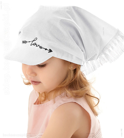 Chustka z daszkiem dla dziewczynki, na gumce, biała, Ariso, 48-50 cm