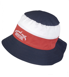 Kapelusz dla chłopca z filtrem UV 30, Beasoned, granatowo-czerwony, 48-50 cm