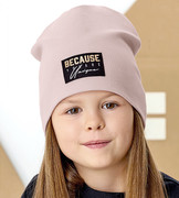 Czapka wiosenna/jesienna, dziewczęca, Because, brudny róż, 48-50 cm