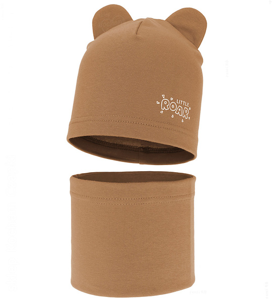 Komplet wiosenny/jesienny dla chłopca, czapka i komin, Myces, kamel, 50-52 cm