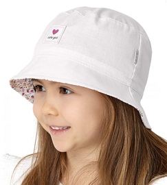 Letni kapelusz bawełniany dla dziewczynki – Leokadia,  biały, 54-55 cm