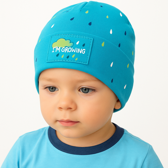 Czapka wiosenna/jesienna dla chłopca, z wywinięciem, Growing, 44-46 cm